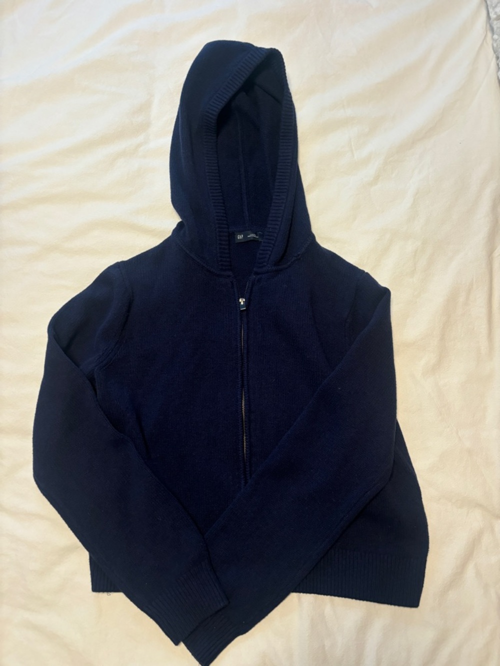 Gap CashSoft Sweater Crop Zip Hoodie - Navy